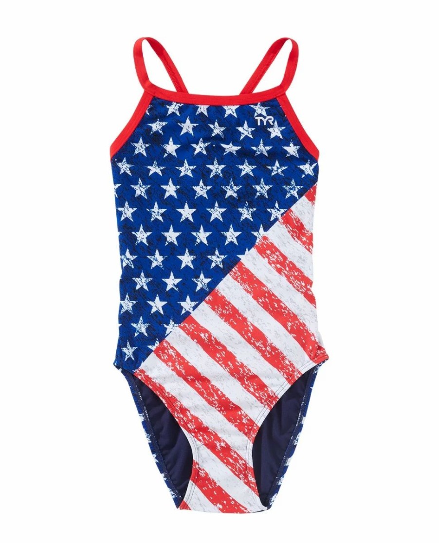 * Tyr Durafast One Girl'S Diamondfit Swimsuit Star Spangled | Kids